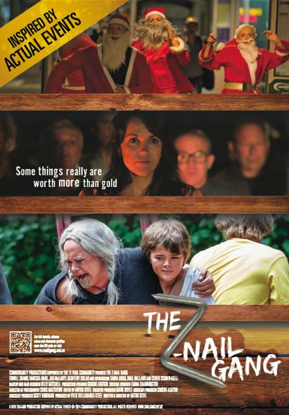film poster for the Z-Nail Gang movie showing several people in what looks like a wooden shelf